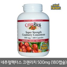 네추럴팩터스 크랜리치500mg 180캡슐, 1개, 180정