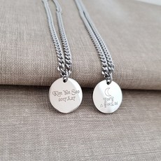 아띠아토 미아방지목걸이 써지컬스틸 양면무료각인, 원형, 1개