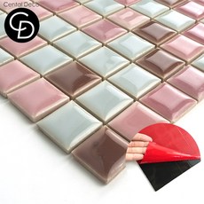 중앙데코 자기질모자이크타일 300*300 쇼콜라핑크 유광(스티커형 접착식), 1개, 핑크
