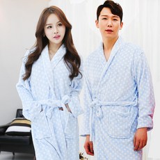 이너퀸 남여 공용 커플 수면가운 도트패턴