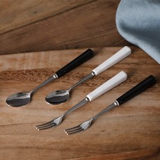 (탑탑리빙) 블랙앤화이트 사각대티스픈포크, 블랙 대티포크1p, 1개