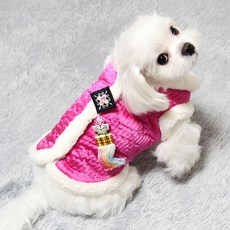 도기코디 누빔 털배자 강아지한복, 핑크