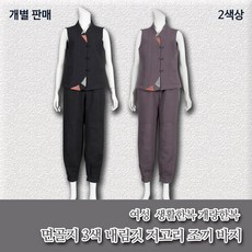 부국사임당 여성 생활한복 면골지 3색 내림깃 조끼 바지 개량한복