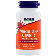 나우푸드 메가 D-3 5000lU & MK-7 180mcg 베지 캡슐, 60정, 1개 60개입, 1개, 60정