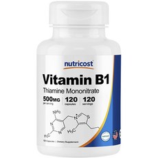 뉴트리코스트 비타민 B1 티아민 모노나이트레이트 500mg 캡슐 글루텐 프리, 120개입, 1개