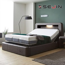 세진침대 브릭스 무중력 LED 모션베드 침대+코지블루 하이브리드 천연라텍스 매트리스 230T, 세진침대 브릭스 LED 모션베드+코지블루천연라텍스230T(초코브라운)