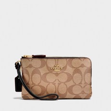 코치 [HAPPYNY] COACH_ F87591 DOUBLE CORNER ZIP WRISTLET (KHAKI BLACK)
