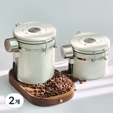 프리즈마 베큠 씰 커피 캐니스터 650g 스테인리스 원두 밀폐용기, 2개, 화이트 2개, 화이트