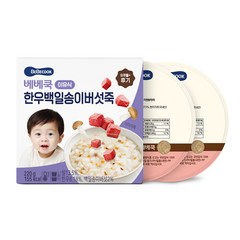 베베쿡 후기 한우백일송이버섯죽 실온이유식 2p, 혼합맛(한우/송이버섯), 220g, 1개