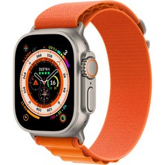 Apple 애플워치 Ultra 알파인 루프 49mm GPS+Cellular 티타늄 케이스, 오렌지 Small