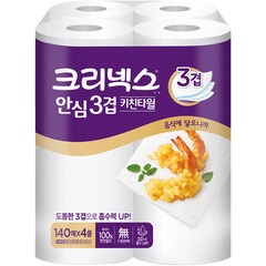 크리넥스 프리미엄 안심 3겹 천연펄프 키친타올, 4개입, 1개