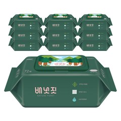 배냇짓 네이처 포레 아기물티슈 캡형, 72매입, 10개