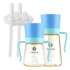 메똔느 PESU New 빨대컵 200ml + 300ml + 리필빨대 2p 세트, 블루, 1세트