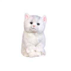 리얼 고양이 인형 페르시안 친칠라, 24cm, 화이트