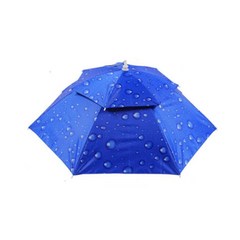 다매다매 머리에 쓰는 모자우산 2단, 물방울블루