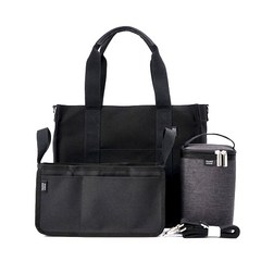 마리코코 코코 캔버스 기저귀 가방 + 이너백 + 보냉백 세트, 블랙(가방), 블랙(이너백, 보냉백)