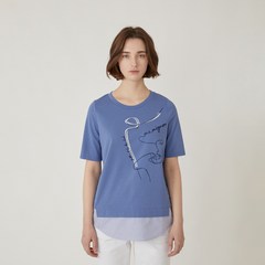 올리비아로렌 여성용 드로잉 프린트 티셔츠 VVCASYM3241