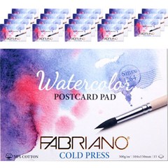 파브리아노 워터칼라 포스트 카드 수채화 300g 엽서 패드형 중목 PC02 15p, 20개