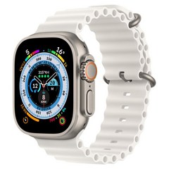 Apple 애플워치 Ultra 오션 밴드 49mm GPS+Cellular 티타늄 케이스, 화이트 Regular