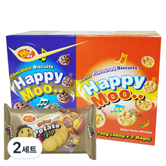 해피무 초콜릿맛 비스킷 12g x 30p + 버터향 비스킷 12g x 30g + 포테이토 크리스프 바비큐 15g x 5p 세트, 2세트