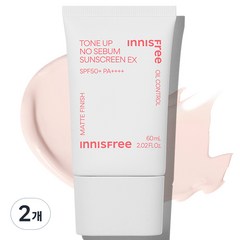 이니스프리 톤업 노세범 선스크린 EX SPF50+ PA++++, 2개, 60ml