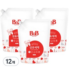 비앤비 섬유세제 리필, 1.5L, 12개