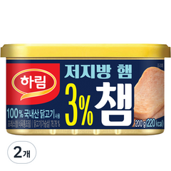 하림 3% 챔 닭가슴살 햄 통조림, 2개, 200g