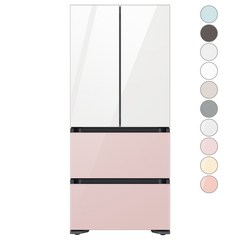 [색상선택형] 삼성전자 비스포크 김치플러스 키친핏 4도어 내장고 420L 방문설치, 글램 핑크
