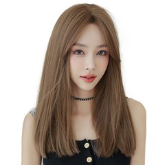 하이유니 네츄럴 스트레이트 펌 헤어 통가발 가발 50cm + 가발망 + 거치대 세트, 통가발(허니브라운), 랜덤발송(가발망, 거치대), 1세트