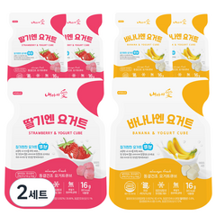 내아이애 동결건조 요거트엔 유아과일큐브, 딸기 3p + 바나나3p, 2세트, 16g