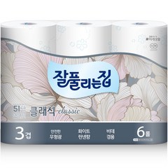 잘풀리는집 클래식 3겹 퀄팅 롤화장지 25 m, 6개입, 1개