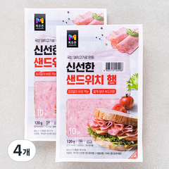 목우촌 신선한 샌드위치 햄, 120g, 4개