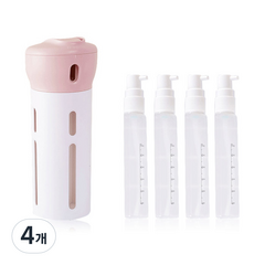 빅드림 4in1여행용 로션보틀 + 화장품 공병 4p 세트, 핑크, 4개