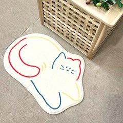 MDIV 애니멀 베이직 미끄럼방지 발매트 미니러그 RS02 고양이, 혼합색상