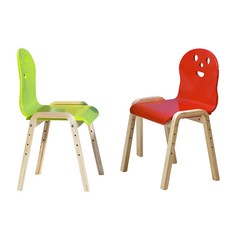 토리 원목 높이조절 어린이 신형 의자 2p, 빨강, 연두