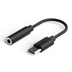 프라임큐 삼성 갤럭시 스마트폰 USB C-3.5mm 이어폰 젠더, 5mm, 블랙, 1개