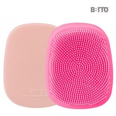 비비또 실리콘 페이셜 클렌징 브러쉬 2P, 핑크+피치, 1세트