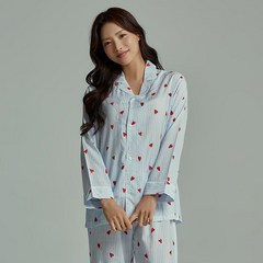 에블린 [커플잠옷][S-XL]스트라이프 하트 파자마(공용) EBPPD1261C_A3B6