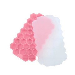 탈착식 뚜껑이 있는 벌집 스 큐브 트레이 실리콘 스 큐브 몰드 BPA 무료, 분홍색