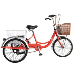 [지멘스 자전거]지멘스 성인삼륜자전거 호시20 시마노7단 바구니 완전조립출고 자전거, 165cm, 레드/크롬