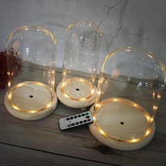 LED유리돔 LED부케 유리돔 리모컨형 각인가능 꽃 선물 부케말리기 드라이플라워, 유리돔-매립형(리모컨)L