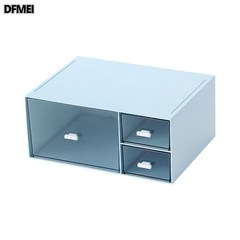 DFMEI 라지 테이블 수납함 투명 서랍 메이크업품치물대 선반 사무용 책상 잡화 정리, 라지 서랍장 3칸 블루, 0, 1개