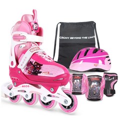 마블 마블 어린이 인라인스케이트 + 헬멧 + 보호대 세트, 핑크 S(180-210), 마블세트(인라인+헬멧+보호대+가방)