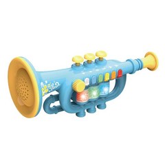 QDY 어린이 어린이/트럼펫/클라리넷 시뮬레이션 악기 뮤지컬 조기 교육 선물, 플라스틱, 트럼펫 블루