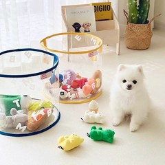 바잇미 클리어 토이바스켓 강아지 장난감 바구니 (4 color), M, 블루