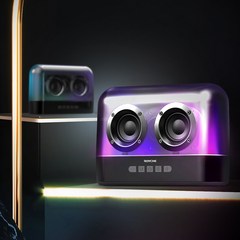 로이체 트랜스페어런트 LED 라이트 휴대용 무선 TWS 무드등 블루투스 스피커 BTS-360, 블랙