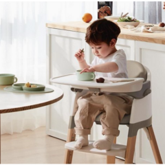 시디즈 몰티 [본사정품] 아기식탁의자 하이체어 (트레이+안전벨트 포함), 샌드베이지