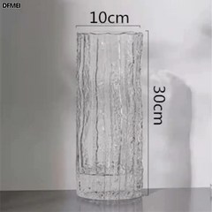 두꺼운 꽃병 극동 빙하 꽃병 유리 투명 꽂이 꽃병 거실 식탁 소품 XT, 1030 미디엄 암석(투명)