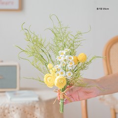 바람꽃 면허증 부케 사진 피크닉 소품 드라이 플라워 작은 꽃다발 장식 모조 꽃꽂이 장식, 높고 시원한 가을, 1개