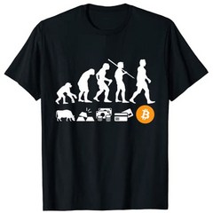 브랜드없음 비트코인 머니의 진화 BTC 크립토 티셔츠